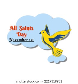 All Saints Day Vector with the blue clouds and a dove. Amazing Grace