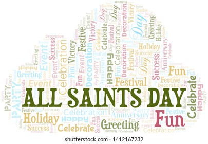 All Saints Day Word Cloud. Wordcloud Made With Text.