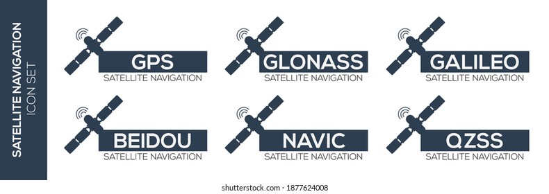 All Satellites navigation system icons , Vector Icons set.