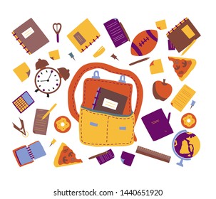 All for school on a white background. Vector illustration