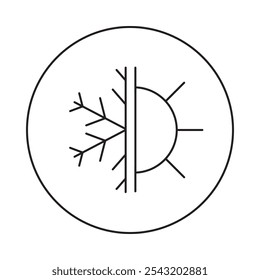 Ganzjähriges Symbol - Sonne und Schneeflocke, die Vielseitigkeit, ganzjährige Nutzung und Anpassungsfähigkeit darstellen