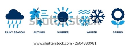 all seasons icon or logo winter spring autumn summer rainy season eps vector illustration