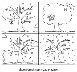 All seasons tree vector illustration