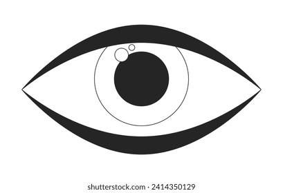 All seeing eye black and white 2D line cartoon object. Looking forward eye. Eyesight eyeball isolated vector outline item. Magic esoteric. Spirituality mystery monochromatic flat spot illustration