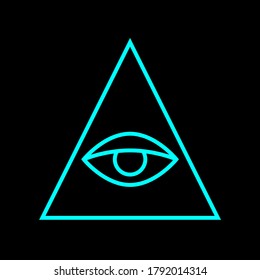 All seeing eye blue color. Sign Masons. Magic  Vector Illustration