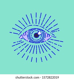 All seeing eye or Divine providence  symbol. Alchemy, religion, spirituality, occultism tattoo art.