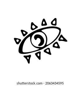 All seeing eye. Esoteric. Single simple eyes isolated.single eyes  in doodle style. Hand drawn illustration with magical symbols. Isolated on white backdrop.	