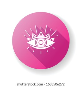 All seeing eye flat design long shadow glyph icon. Occultism and prophecy sacred symbol. Eye of providence, mysterious talisman. Religious, magical and esoteric sign. Silhouette RGB color illustration