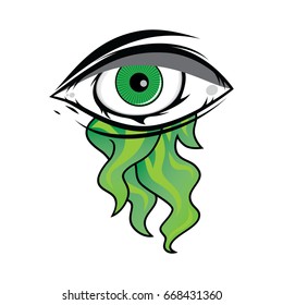 The All Seeing Eye -  Green Firey Flame Illuminati Freemasonry Vector Art