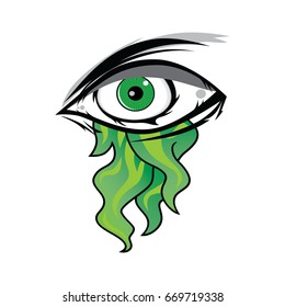 The All Seeing Eye -  Green Firey Flame Illuminati Freemasonry Vector Art