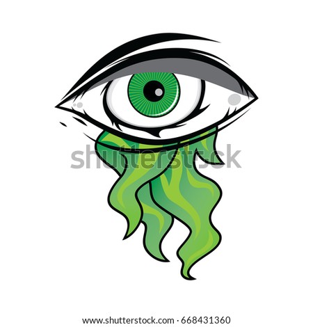 The All Seeing Eye -  Green Firey Flame Illuminati Freemasonry Vector Art