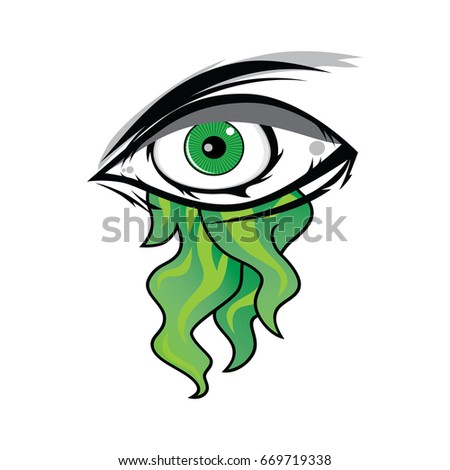 The All Seeing Eye -  Green Firey Flame Illuminati Freemasonry Vector Art