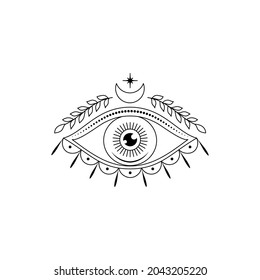 Alle sehen Auge in Linie Art Stil auf weißem Hintergrund.