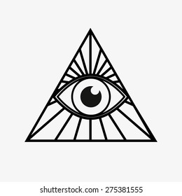 All seeing eye, magical element, godÂ´s eye, triangle, tattoo design vector illustration eps 10