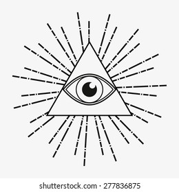 All seeing eye, magical element, godÃ?Â´s eye, triangle, tattoo design vector illustration eps 10
