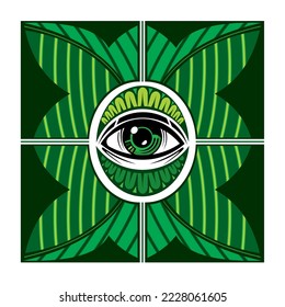 All seeing eye masonic symbol tattoo. Vision emblem. Vector illustration.