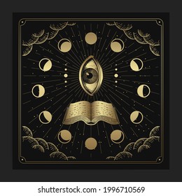 All Seeing Eye And Moon Phase Decorations With Modern, Esoteric And Boho Styles. Fit For Paranormal, Tarot Readers And Astrologers