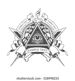 All seeing eye. Mystic occult esoteric.