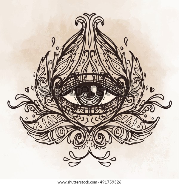 All Seeing Eye Ornate Round Mandala Stock Vector (Royalty Free) 491759326