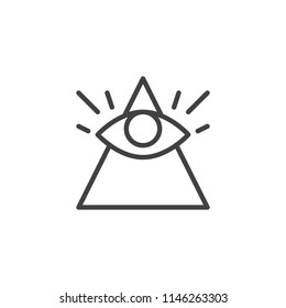 All seeing eye outline icon. linear style sign for mobile concept and web design. Magic eye simple line vector icon. Symbol, logo illustration. Pixel perfect vector graphics