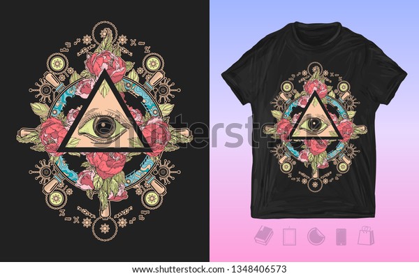 All Seeing Eye Print Tshirts Another Stock Vector (Royalty Free ...