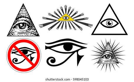 all seeing eye of providence, illuminati new world order, set vector