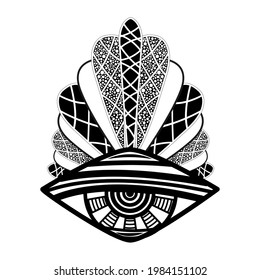 All Seeing Eye. Providence magic symbol in boho style. Astrology, occult and tribal, esoteric and alchemy sign. Vector