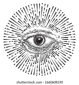 Blackwork Tattoo Flash Eye Providence Masonic Stock Vector (Royalty ...