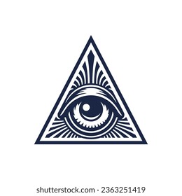 All seeing eye pyramid logo. Esoteric occult icon. Eye of horus in triangle symbol concept. Vector illustration.