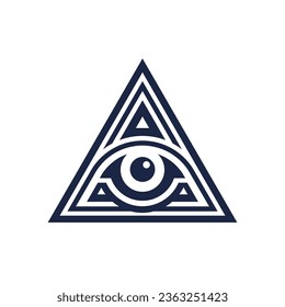 All seeing eye pyramid logo. Esoteric occult icon. Eye of horus in triangle symbol concept. Vector illustration.