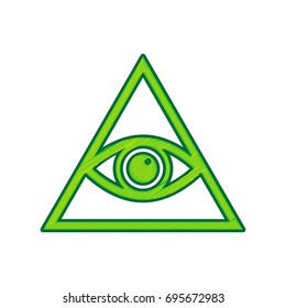 All seeing eye pyramid symbol. Freemason and spiritual. Vector. Lemon scribble icon on white background. Isolated