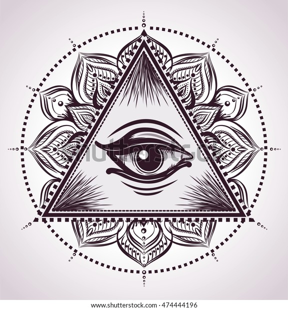 All Seeing Eye Pyramid Symbol Flower Stock Vector (Royalty Free) 474444196