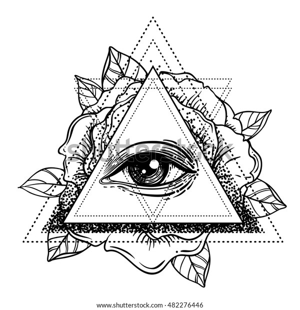 All Seeing Eye Pyramid Symbol Rose Stock Vector (Royalty Free ...