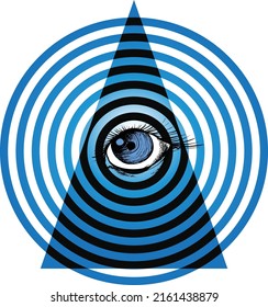 All seeing eye in sacred geometry triangle, masonry and illuminati symbol. Artistic backgrounds perfect for prints, flyers, banners,  textiles, fabric, packaging.