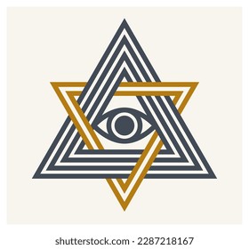 The Triangle Symbol With A Circular All Seeing Eye Of The Spiritual And  Mental State Vector, Lineal Icon, Engage, Bold Line PNG and Vector with  Transparent Background for Free Download