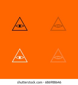 All seeing eye symbol black and white set icon .