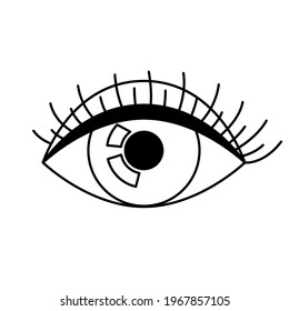 All seeing eye symbol. Decorative tattoo art. Isolated vector illustration.