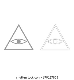 All seeing eye symbol grey set icon .