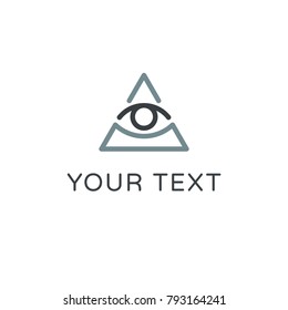 All seeing eye symbol, modern logo concept. Flat, linear design