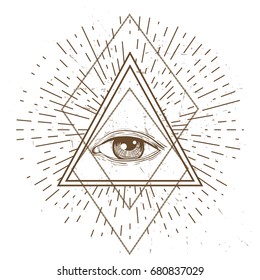 All seeing eye symbol and sacred geometry