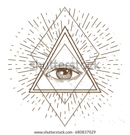 All seeing eye symbol and sacred geometry