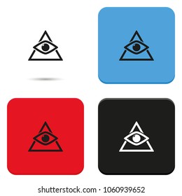 All seeing eye symbol, simple triangle flat vector icon.