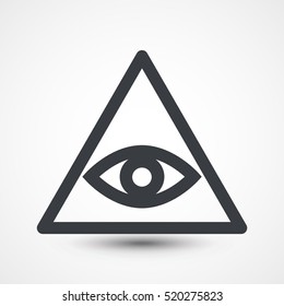 All seeing eye symbol, simple triangle, vector illustration. Illuminate - symbolic icon 