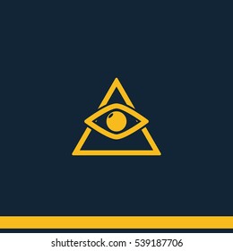 All Seeing Eye Symbol, Simple Triangle. Flat Vector Icon.