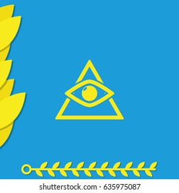 All seeing eye symbol, simple triangle. Flat icon.