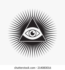 All seeing eye symbol, star shape, vector illustration