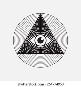 All seeing eye symbol, vector illustration 