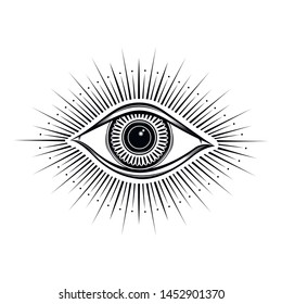 Blackwork Tattoo Flash Eye Providence Masonic Stock Vector (Royalty ...