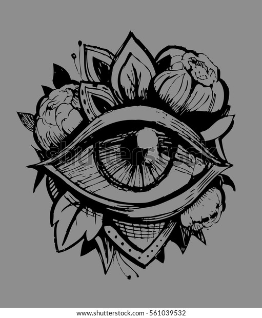 All Seeing Eye Tatto Sketch Vector Stock Vector (Royalty Free) 561039532