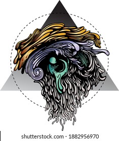 all seeing eye tattoo design hand drawn illustration
